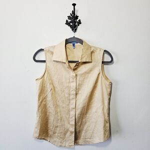 Escada Sport 100% Cotton Sleeveless Blouse Size 38 Button Up Top